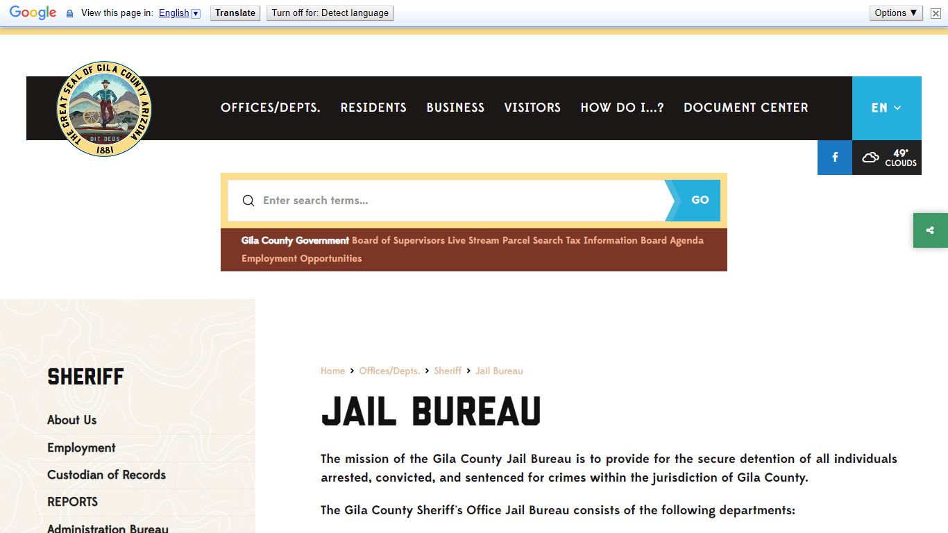 GIla County Sheriff Jail Bureau