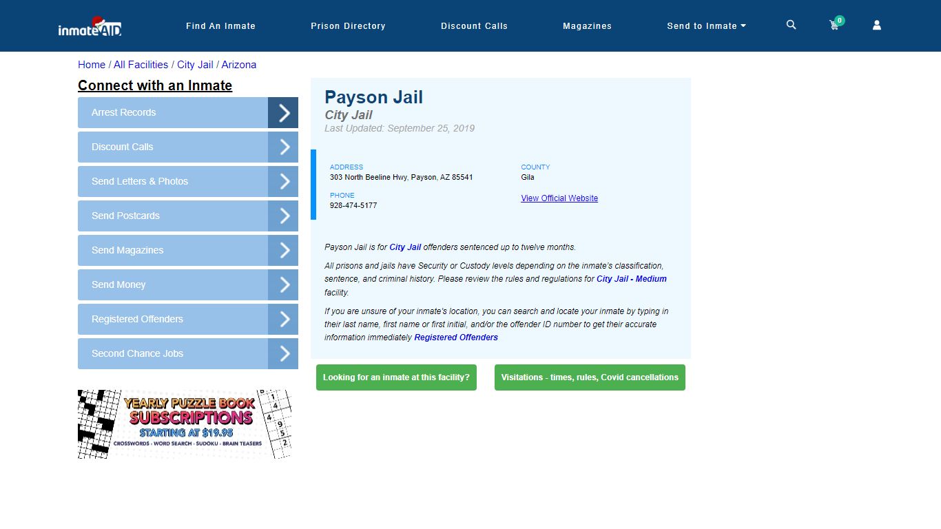 Payson Jail | Inmate Locator